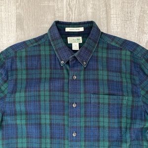 Men's Scotch Plaid Flannel Shirt, Slightly Fitted, Black Watch. Size Large